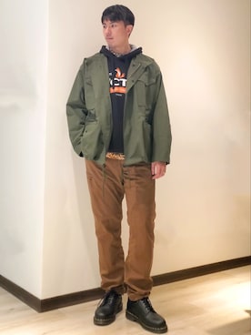 「JOURNAL STANDARD relume（ジャーナルスタンダード　レリューム）のアイテム（ミリタリージャケット）」を使った、mads Kaoさん（メンズ・178cm）の冬コーディネート