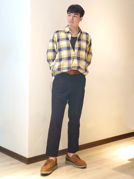 「plain-me（プレインミー）のアイテム（チノパンツ）」を使った、mads Kaoさん（メンズ・178cm）の夏コーディネート
