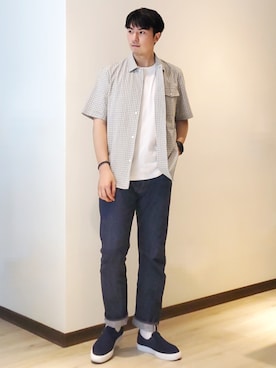 「DC SHOES（ディーシーシューズ）のアイテム（スリッポン）」を使った、mads Kaoさん（メンズ・178cm）の秋コーディネート