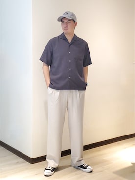 「SENSE OF PLACE by URBAN RESEARCH（センスオブプレイスバイアーバンリサーチ）のベーシックロゴシシュウキャップ（キャップ）」を使った、mads Kaoさん（メンズ・178cm）の春コーディネート