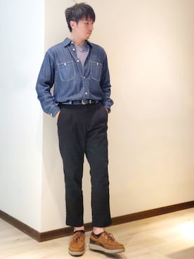 「plain-me（プレインミー）のアイテム（チノパンツ）」を使った、mads Kaoさん（メンズ・178cm）の秋コーディネート