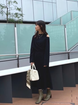 「アイテム（ブーツ、グリーン系）」を使った、RANDEBOO  OFFICIALさん（レディース・158cm）の秋コーディネート