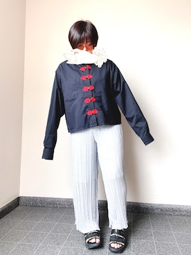 「AS KNOW AS PINKY（アズノゥアズピンキー）のアイテム（パンツ）」を使った、ももたろうさん（レディース・158cm）の夏コーディネート