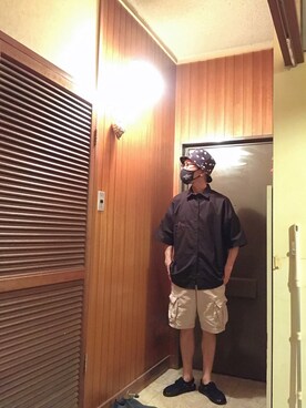 「RAGEBLUE（レイジブルー）のアニマル柄HAT/942654（ハット、ブルー系）」を使った、貂-ten-さん（メンズ）の夏コーディネート