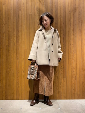 「A VACATION（アヴァケーション）のアイテム（バッグ）」を使った、kei☺︎さん（レディース・152cm）の冬コーディネート