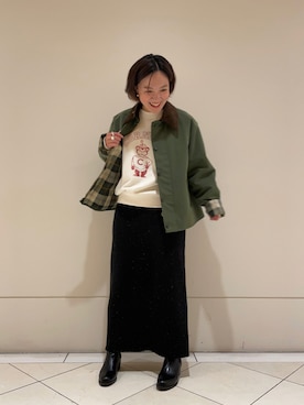 「スリット」｜「アイテム（その他アウター）」を使った、kei☺︎さん（レディース・152cm）の秋コーディネート