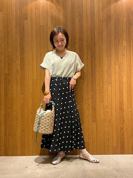 「A VACATION（アヴァケーション）のアイテム（バッグ）」を使った、kei☺︎さん（レディース・152cm）の春コーディネート
