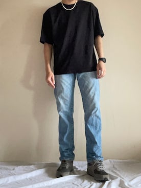 「WYM LIDNM（ウィム バイ リドム）の【WYM LIDNM】HEAVY WEIGHT BASIC BIG-TEE/カットソー（Tシャツ/カットソー、グレー系）」を使った、くーまさん（メンズ・169cm）の夏コーディネート