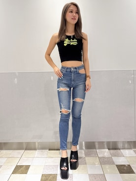 「GYDA（ジェイダ）のアイテム（タンクトップ）」を使った、mayuさん（レディース・160cm）の夏コーディネート