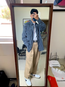 「blue」｜陳嘉さん（メンズ・175cm）の秋コーディネート