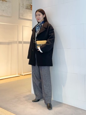 「アイテム（ピーコート）」を使った、Sato_TOMORROWLANDさん（レディース・162cm）の冬コーディネート