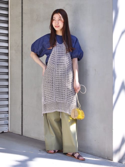 【MACPHEE】【WEB限定】リアクティブデニム パフスリーブブラウス MACPHEE 【MACPHEE】【WEB限定】リアクティブデニム