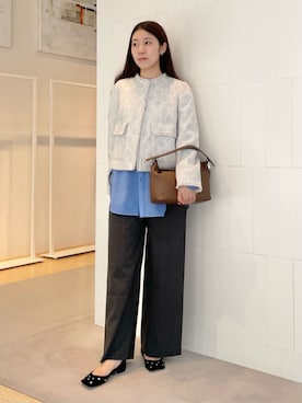 「アイテム（ノーカラージャケット）」を使った、Sato_TOMORROWLANDさん（レディース・162cm）の秋コーディネート