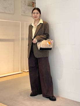 「アイテム（テーラードジャケット、グリーン系）」を使った、Sato_TOMORROWLANDさん（レディース・162cm）の冬コーディネート