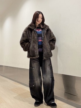 「アイテム（カーゴパンツ）」を使った、れなさん（レディース・163cm）の秋コーディネート