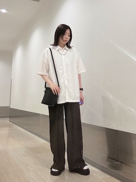 「tk.TAKEO KIKUCHI（ティーケータケオキクチ）のアイテム」を使った、れなさん（レディース・163cm）の夏コーディネート