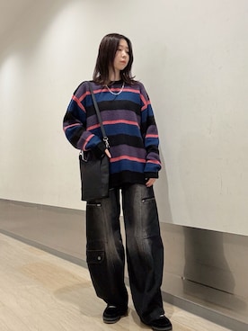 「アイテム（カーゴパンツ）」を使った、れなさん（レディース・163cm）の秋コーディネート