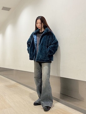 「tk.TAKEO KIKUCHI（ティーケータケオキクチ）のアイテム（ブルゾン）」を使った、れなさん（レディース・163cm）の秋コーディネート