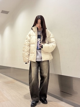 「tk.TAKEO KIKUCHI（ティーケータケオキクチ）のアイテム（ブルゾン）」を使った、れなさん（レディース・163cm）の冬コーディネート