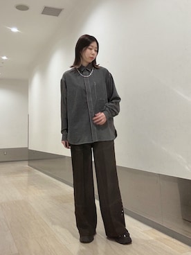 「長袖シャツ」｜れなさん（レディース・163cm）の夏コーディネート