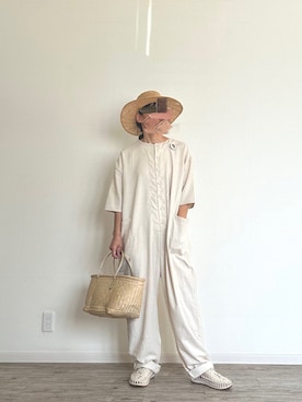 「Libra Cue（リブラ キュー）のアイテム（サロペット/オーバーオール）」を使った、harmaacoさん（レディース・158cm）の夏コーディネート