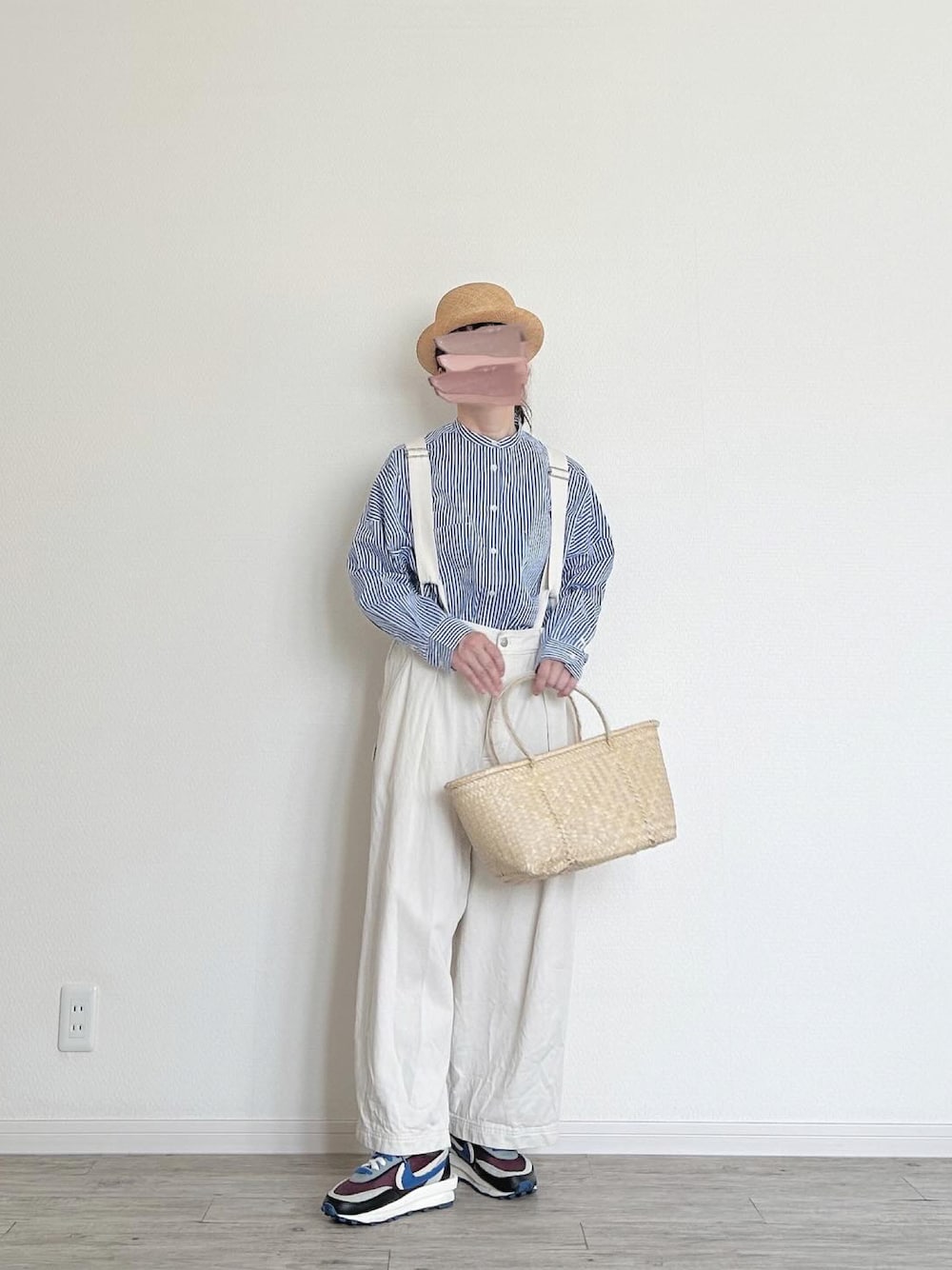 Setto セット ストライプバンドカラーワイドシャツ ノーカラー 長袖 ジュノア JUNOAH 半袖バンドカラーストライプオーバーシャツ