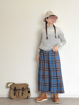 「タータンチェックスカート」｜harmaacoさん（レディース・158cm）の秋コーディネート