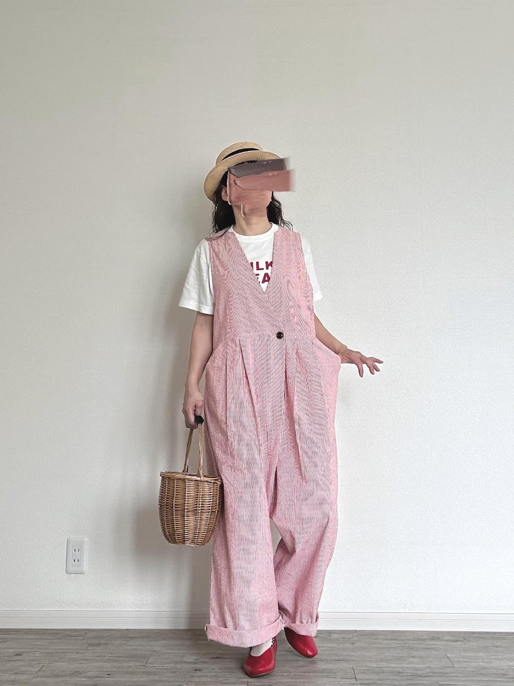 「カワムラ帽子店のアイテム（ハット、ベージュ系）」を使った、harmaacoさん（レディース・158cm）の春コーディネートの1枚目の写真