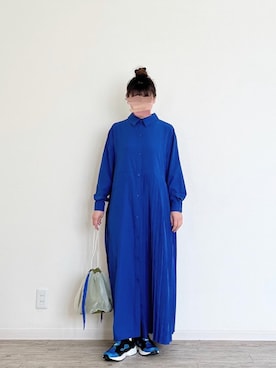 「青ワンピース」｜harmaacoさん（レディース・158cm）の夏コーディネート