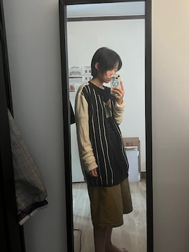 「アイテム（スラックス、ゴールド系）」を使った、seockbongaさん（レディース・153cm）の夏コーディネート
