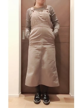 「GUコーデ」｜「アイテム（サロペット/オーバーオール）」を使った、rasp16erryさん（レディース・152cm）の冬コーディネート