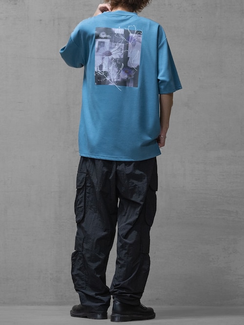 ★as''on★ATLANTA POCKET TEE / BLUE-GREEN★正規品/韓国送料込 セール】【a】シルクタッチポンチ アブストラクトプリント BIG