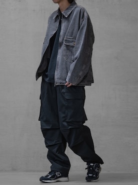 「アイテム（カーゴパンツ、イエロー系）」を使った、ますさん（メンズ・177cm）の春コーディネート