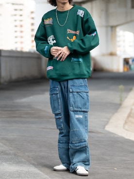 「THRASHER（スラッシャー）のアイテム（パンツ）」を使った、ますさん（メンズ・177cm）の秋コーディネート