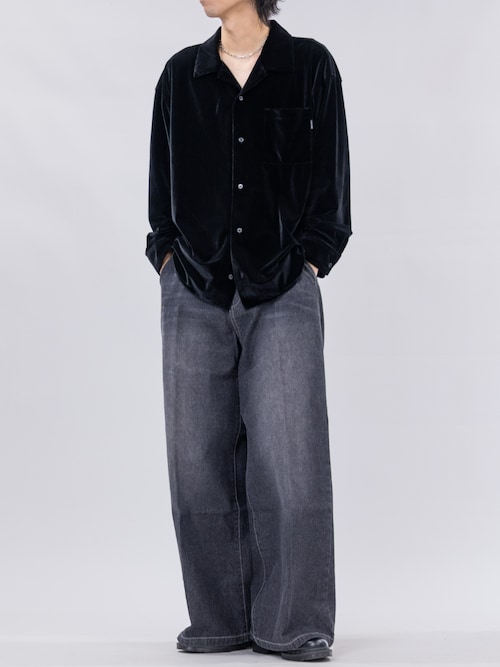 セール】【a】〔NAIVE MAGIC〕ルーズサイズ オープンカラー ベロア