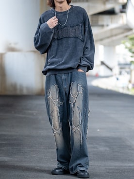 「ハロウィン」｜「アイテム（スウェット）」を使った、ますさん（メンズ・177cm）の秋コーディネート