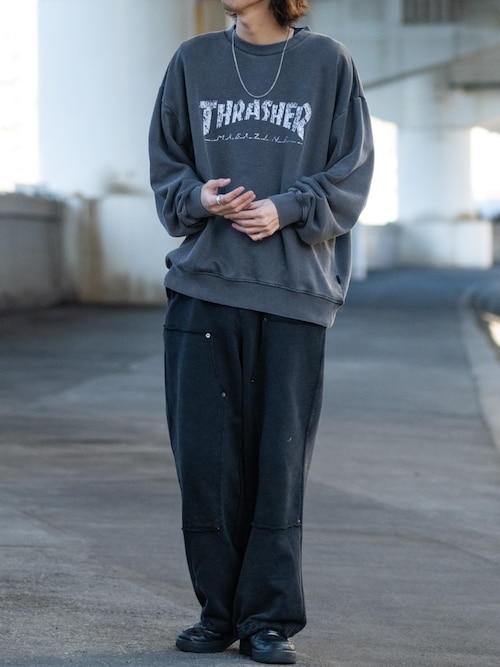セール】【at】〔THRASHER/スラッシャー〕ピグメント加工 かすれロゴ