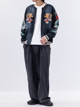 「アイテム（スカジャン）」を使った、ますさん（メンズ・177cm）の冬コーディネート