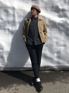 「URBAN RESEARCH（アーバンリサーチ）のアイテム（ハンチング/ベレー帽）」を使った、keikomuroさん（メンズ・167cm）の秋コーディネート