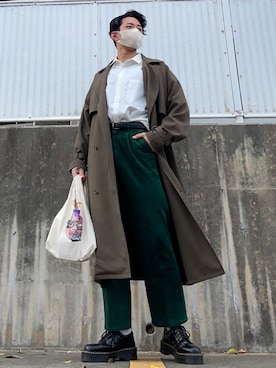 「EMMA  CLOTHES」｜「アイテム（トレンチコート）」を使った、だなお、くろーぜっと。さん（メンズ・178cm）の冬コーディネート