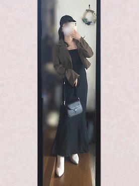 「GRL（グレイル）のアイテム（ワンピース/ドレス、ブラック系）」を使った、まろじさん（レディース・154cm）の秋コーディネート