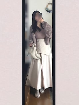 「RANDA（ランダ）のアイテム（ブーツ、ホワイト系）」を使った、まろじさん（レディース・154cm）の春コーディネート