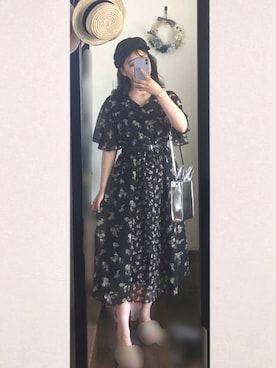 「Honeys（ハニーズ）のアイテム（キャスケット）」を使った、まろじさん（レディース・154cm）の夏コーディネート