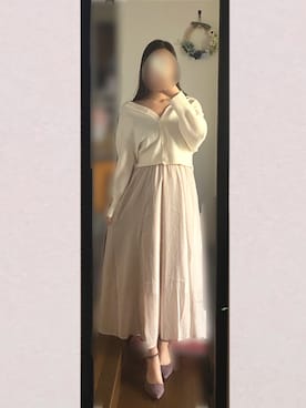 「SNIDEL（スナイデル）のアイテム（スカート、ピンク系）」を使った、まろじさん（レディース・154cm）の冬コーディネート