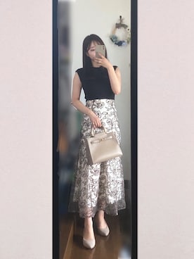 「GRL（グレイル）のアイテム（トップス、ブラック系）」を使った、まろじさん（レディース・154cm）の夏コーディネート