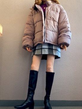 「アイテム（ダウンジャケット/コート、ピンク系）」を使った、himmelさん（レディース・150cm）の冬コーディネート