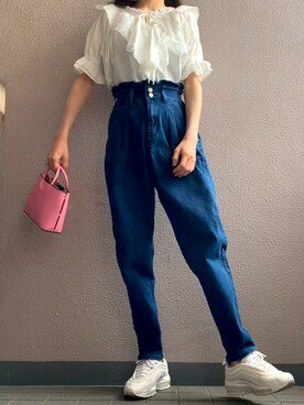 「GRL（グレイル）のフリルマムデニムパンツ（デニムパンツ）」を使った、himmelさん（レディース・150cm）の秋コーディネート