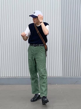 「Guess（ゲス）のアイテム（帽子）」を使った、Ryoさん（メンズ・173cm）の夏コーディネート