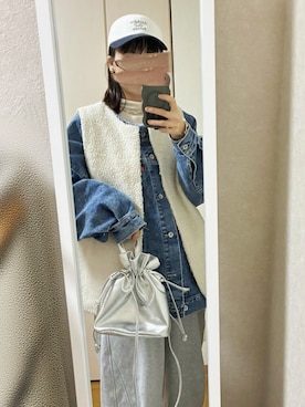 「GU（ジーユー）のアイテム（キャップ）」を使った、miiさん（レディース・160cm）の春コーディネート