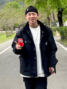 「Carhartt WIP（カーハートダブリューアイピー）のアイテム（ニットキャップ/ビーニー）」を使った、tttTAI🇹🇼さん（メンズ・172cm）の春コーディネート
